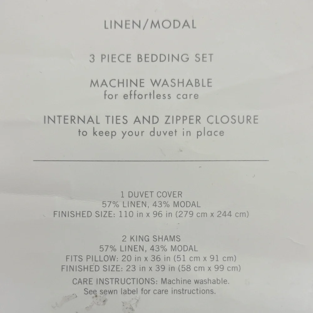 Hotel Collection Cream King Duvet Cover Set linen, Modal